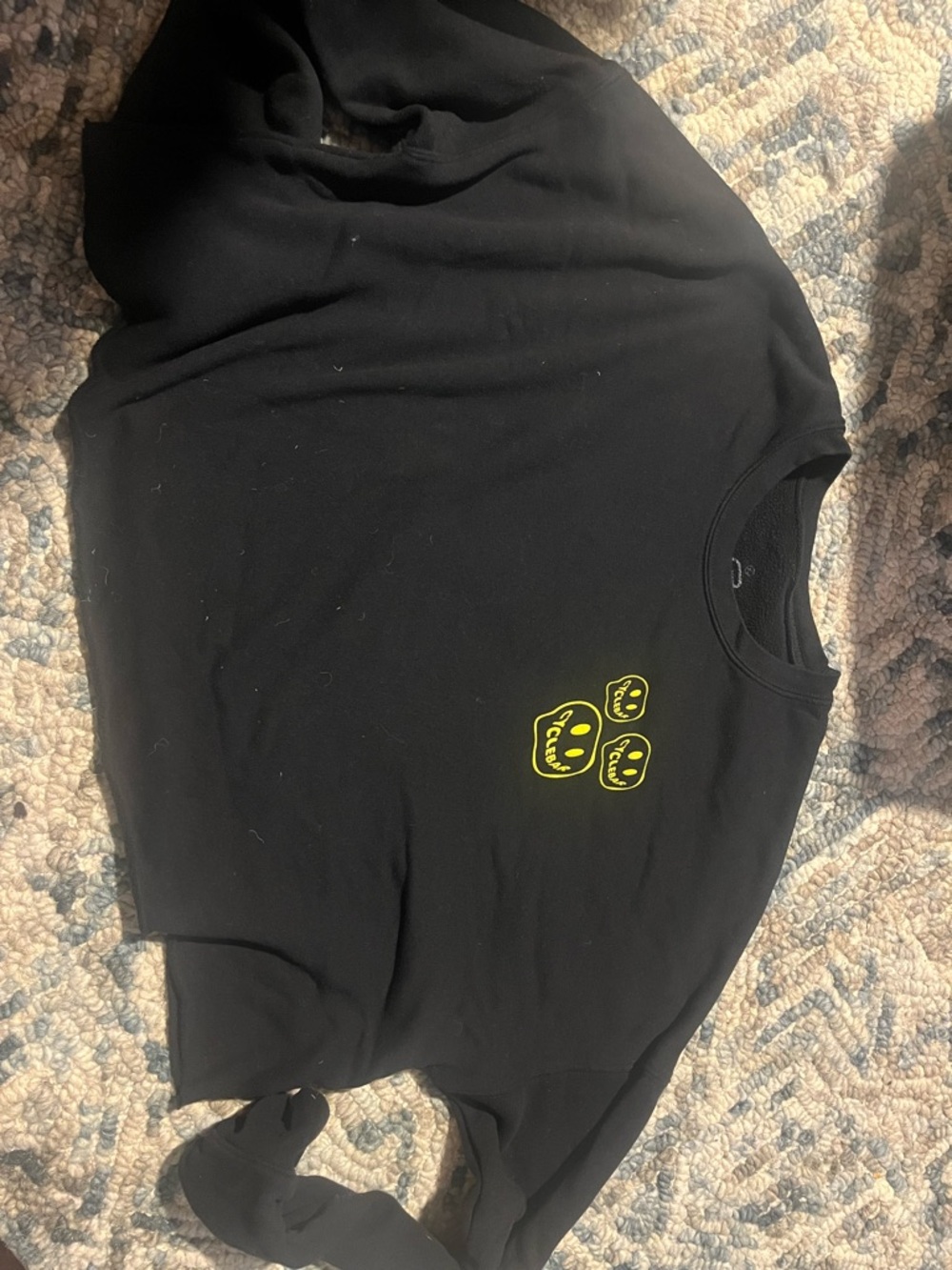 Cyclebar Black Sweatshirt with Yellow Smiley Logos